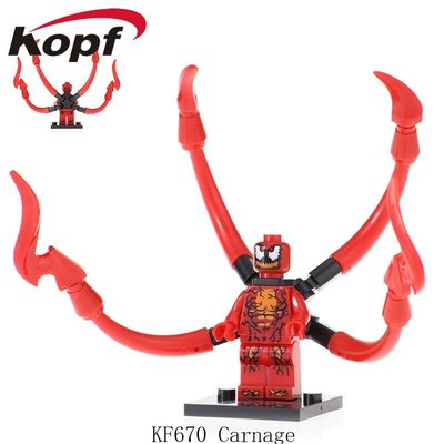 【積木班長】KF670 屠殺 血蜘蛛 CARNAGE 蜘蛛人 漫威 超級英雄 人偶 袋裝/相容 樂高 LEGO 積木