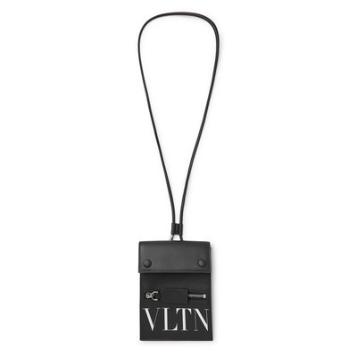 [全新真品代購-SALE!] VALENTINO VLTN 黑色皮革 掛繩 小包 / 手機包
