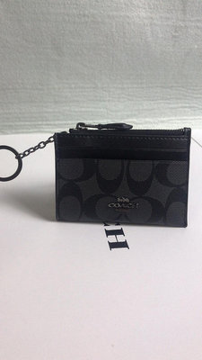 【小老虎全球購】全新 COACH 88208 美國正品代購新款c logo防刮皮革鑰匙零錢包 特惠現貨