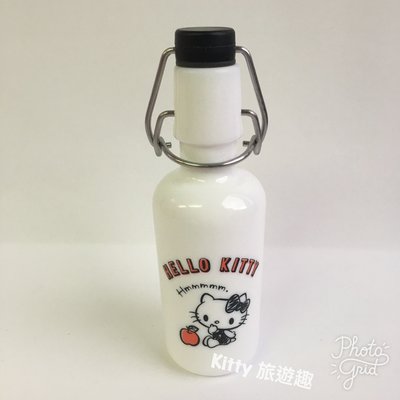 [Kitty 旅遊趣] Hello Kitty 玻璃瓶 凱蒂貓 飲料瓶 白色