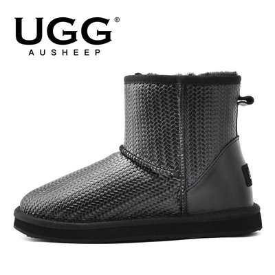 100％原廠 AUSHEEP UGG低筒雪地靴女新品秋冬季羊皮毛一體編織女短靴