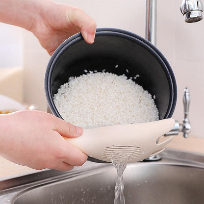 現貨：專用淘米器洗米篩不傷手免手洗廚房家用多功能瀝水器攪拌勺子