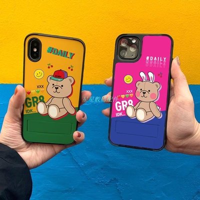 韓國手機殼Dparks 放卡手機殼 熱門 可愛 小熊�� 情侶 iPhone 11 12 Pro Xs  全機型