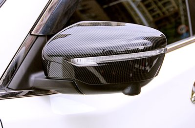 【車王汽車精品百貨】Nissan 日產 X-trail 後視鏡框 後視鏡罩 後視鏡蓋 後視鏡亮條 碳纖維紋
