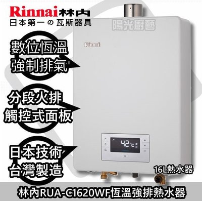 【陽光廚藝】台南來電16900專案免運到付送合格技師基本安裝 林內 RUA-C1620WF  熱水器-