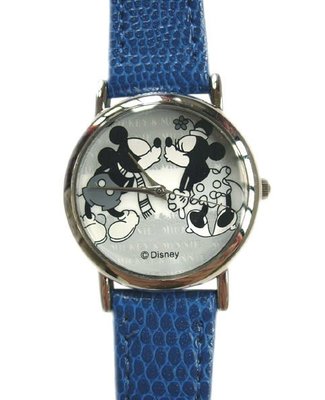 【卡漫迷】 米奇 皮革 手錶 藍錶帶 ㊣版 Mickey 米老鼠 迪士尼 女錶 卡通錶 造型錶