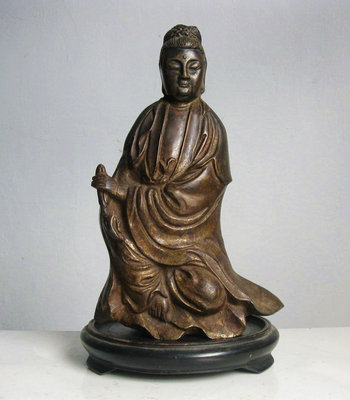 【ZEN CASA】老件手造銅雕經書觀音*佛教工藝收藏品*自在觀世音菩薩