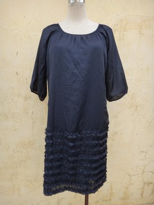 jacob00765100 ~ 正品 ef-de 黑色 亮綢 五分袖美型洋裝 Size: 9