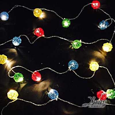 X射線【X411502】20燈LED藤球電池燈(黃燈)，聖誕樹/LED/聖誕燈飾/造型燈/聖誕佈置/裝飾燈/聖誕樹