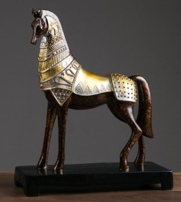 歐式 樹脂工藝品古代馬擺件 戰馬一馬當先辦公室居家裝飾品 開業禮品馬擺飾拍照道具
