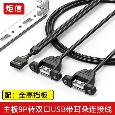 主板9P轉USB擋板線2.54 USB擴展線2口USB內后前置擋板USB杜邦線~晴天