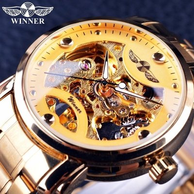 森尼3C-Winner勝利者 自動機械手錶 男女通用 皮帶鋼帶腕錶  批發-品質保證