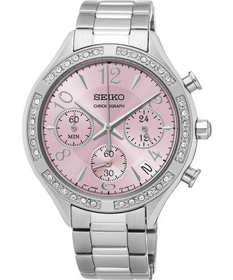 SEIKO CS 高貴晶鑽計時女錶(SSB891P1)-粉/38mm8T63-00B0P