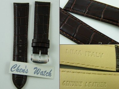錶帶屋 Oris 藝術家 浪琴 代用 義大利進口 21mm 收18mm鱷魚皮紋牛皮錶帶