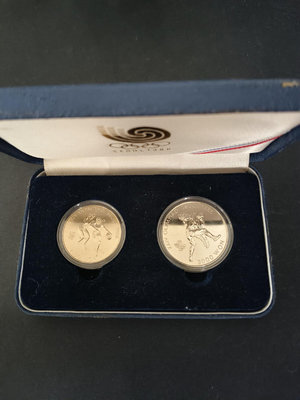 【二手】#錢幣郵幣 1988年漢城奧運會紀念幣兩枚，帶原盒，品相8761【元明清古玩】古董 老貨 擺件