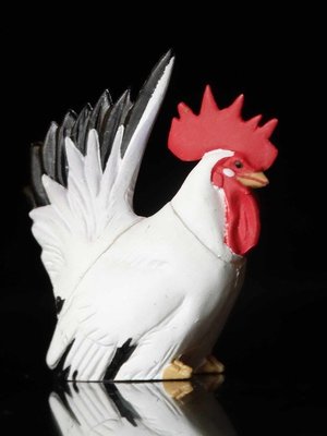 A-218 櫃 現況品 ： 海洋堂 FURUTA 日本動物 COLLECTION 白色 矮腳雞 　富貴玩具