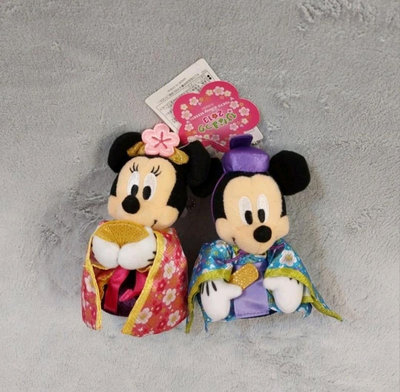 全新 日本迪士尼樂園 2013年 女兒節米奇米妮吊飾組 雛祭米妮米奇吊飾小玩偶 米老鼠和服掛飾小公仔 minnie mickey mouse米奇日式浴衣小娃娃