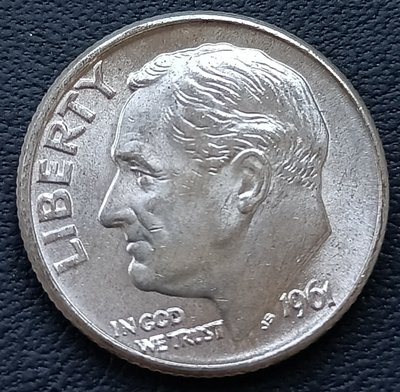 美國   羅斯福   1角 10分    1961-D.   銀幣(90%銀)     2371