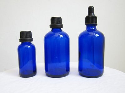藥用玻璃瓶藍色老玻璃瓶台灣工藝品擺飾品家飾品3只【心生活美學】