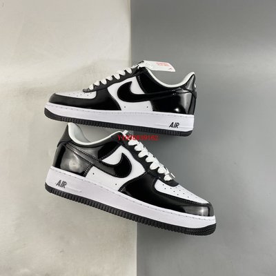 NIKE Air Force 1'07 Low 漆皮黑白 空軍一號低幫休閑滑板鞋 男女鞋