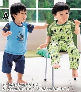 夏季款成本出清*100%純棉日本甲蟲男童短袖上衣褲裝90.95cm(全新) ╭☆Q-BABY 嬰童裝