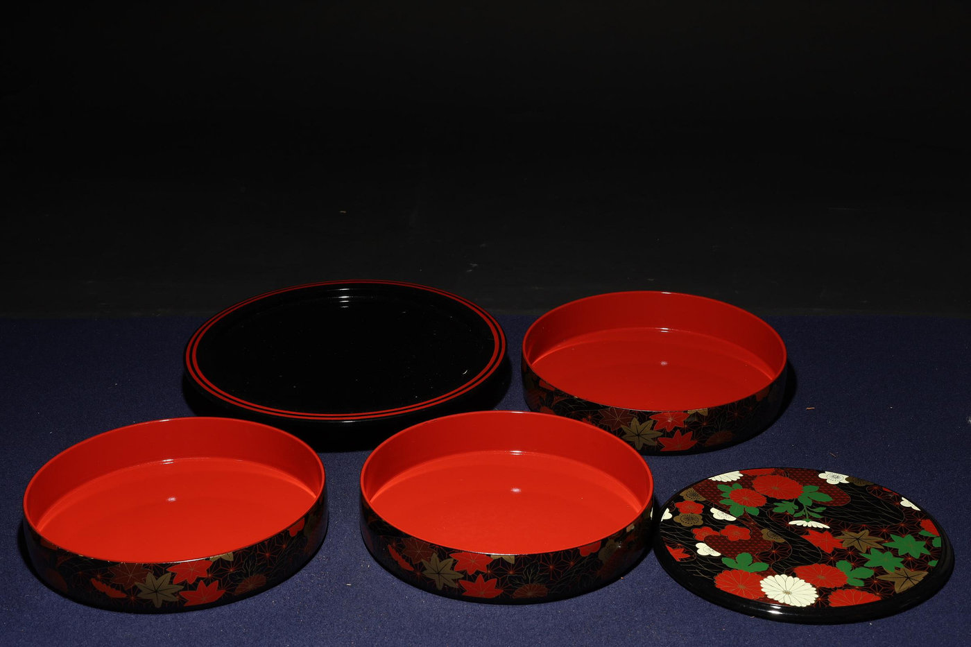 3/10結標日本高級漆器重箱茶餅盒茶櫃四件D030043 -漆碗漆盤漆盒茶箱 