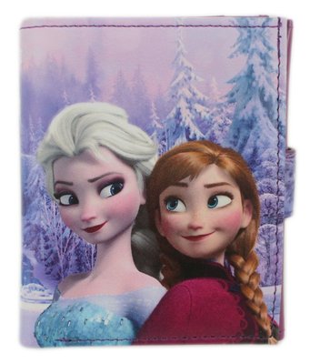 【卡漫迷】 冰雪奇緣 三折皮夾 ㊣版 Frozen 艾莎 安娜 雪寶 Olaf 鈕扣式 短夾 附零錢包 卡片 皮夾 短夾