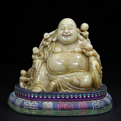 舊藏壽山石五子鬧彌勒佛印章擺，凈長14厘米寬10.5厘米高12.5厘米，凈重16125270