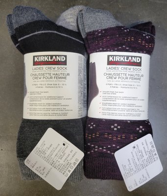 【小如的店】COSTCO好市多代購~KIRKLAND 科克蘭 女羊毛襪(每組4雙) 7771045