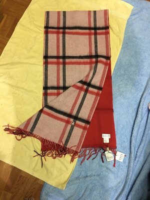 全新正品 ELLE 平織圍巾 紅色格子 100% 羊毛 按標籤價3480元不到7折 售價2390元