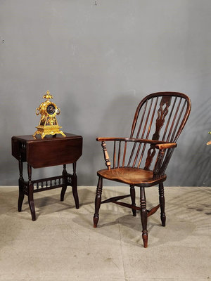 稀有! 19世紀 英國 收藏級 手工 實木 高背 溫莎椅 主人椅  書桌椅 餐椅 古董椅 ch1012【卡卡頌  歐洲古董】✬