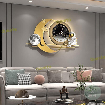 【魄風】太空人創意客廳家用時鐘 亞克力裝飾掛鐘 簡約家居鐘錶 靜音時鐘 大時鐘 路購物