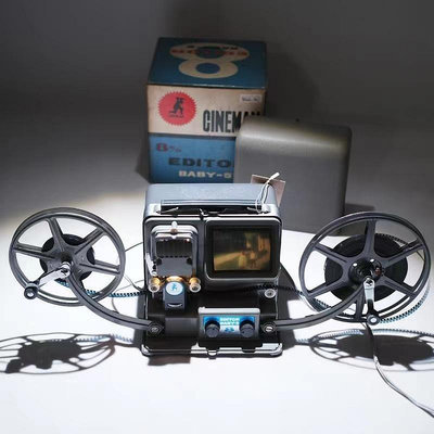 西洋古董進口老式日本8毫米8mm電影膠片手搖看片器放映機編輯