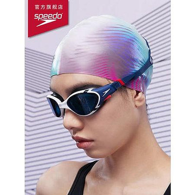 BEAR戶外聯盟Speedo/速比濤 時尚印花柔軟長髮適用矽膠泳帽成人男女