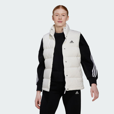 【RTG】ADIDAS HELIONIC VEST 羽絨背心 米色 連帽 小LOGO 保暖 拉鍊口袋 女款 HG6278