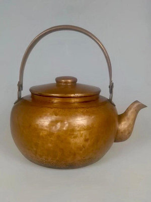 日本回流老銅壺純銅提梁水注中古茶具回流老物件