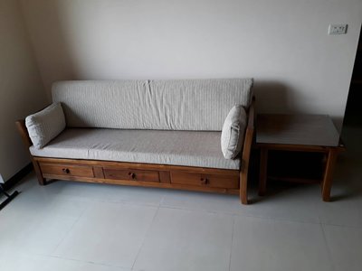 鴻宇傢俱~多芬印尼柚木全實木椅-三人座+小茶几~客訂款~附坐墊、靠枕、小抱枕~促銷優惠價