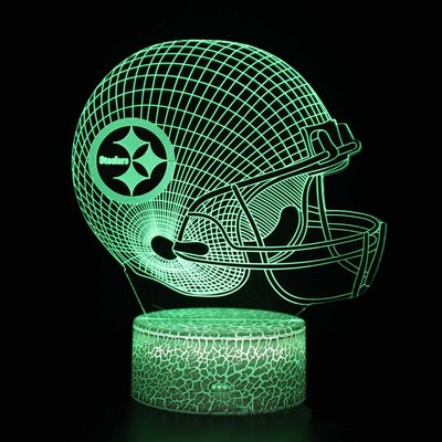 [現貨]美式足球頭盔3D視覺立體燈 NFL匹茲堡鋼人Steelers七彩漸變氣氛 觸摸開關 橄欖球錯覺小夜燈創意禮物