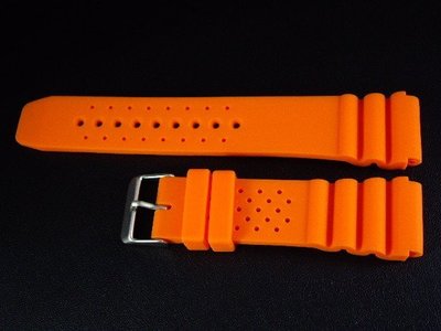22mm超值高質感橘色蛇腹式矽膠錶帶替代原廠搶錢貴貨citizen,seiko 鮪魚潛水錶帶