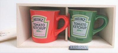 日本 帶回 現貨 HEINZ 亨氏 番茄醬 紅色 綠色 陶瓷 馬克杯  對杯 木盒精裝版 1800214~219