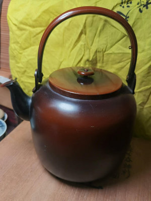 日本老銅水壺 腰黑銅壺 水注 大壺 重達712g
