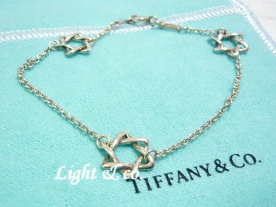 【Light &amp; co.】專櫃真品已送洗 Tiffany &amp; Co 925 純銀 三 大衛之星 六芒星 手鍊 心型