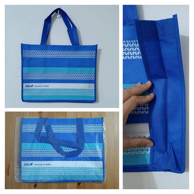 全新ANA Japan全日空航空不織布購物袋環保收納袋尺寸約27×35cm×7cm,提把高18cm.