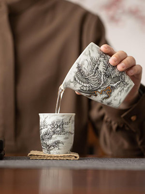 主人杯陶瓷高檔個人專用新中式復古手工龍年泡茶主人杯熱心小賣家