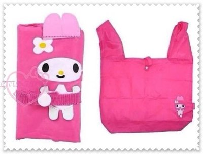 ♥小花花日本精品♥Hello Kitty 美樂蒂站姿造型大容量好收納好攜帶摺疊環保袋購物袋