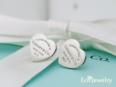 《Eco-jewelry》【Tiffany&amp;Co】經典款 小愛心牌刻字針式耳環 純銀925耳環～專櫃真品已送洗