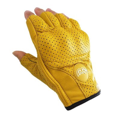 新店促銷BERIK大眼摩托車機車騎行手套半指真皮復古黃色哈雷男女夏季3XL騎行手套促銷活動