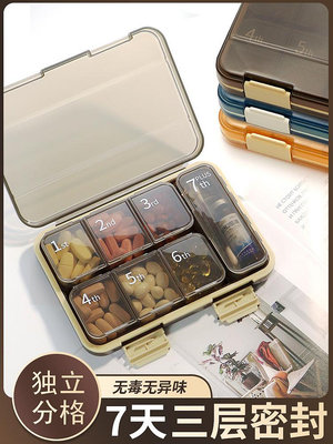 日本進口MUJIE藥盒便攜7天大容量高檔一周七天隨身小號藥品物分裝