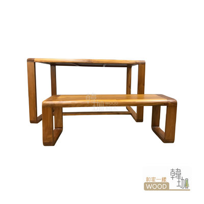 ［韓珈柚木wood]  圓弧餐桌+圓弧長板凳 一桌一板凳組合 桌10500 板凳4300*1 柚木餐桌椅  印尼柚木