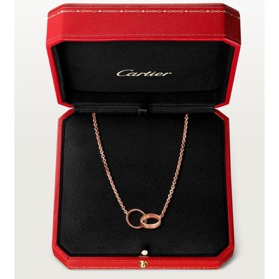 Cartier LOVE系列 18K玫瑰金項鍊 雙環吊墜 LOVE項鍊 B7212300